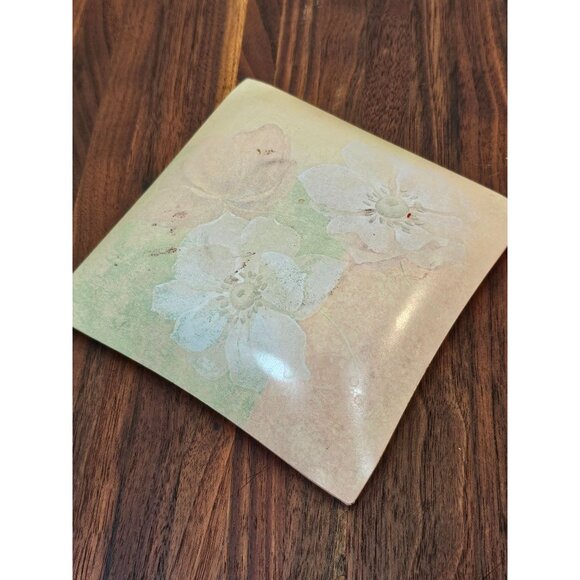 Fabrice De Villeneuve Decorative Floral Art Glass Tray - Picture 6 of 6